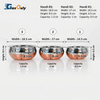 GaxQuly Stainless Steel Copper Bottom Urli Handi Set Kitchen Serving, Cooking Bowl Cookware Set | Milk Pan Tea & Coffee Punjabi Biryani Pot tapeli patila 500ml/750ml/1000ml (Handi 3pcs)