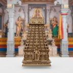 QUEENS CANVAS Wooden Meenakshi Amman Temple Madurai 3D Model, Decorative Showpiece, 18x10x30 cm