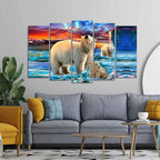 VIBECRAFTS Polar Bears Wall Painting of Five Pieces For Home|Office|Living Room|Gift (PTVC5Pcs2_6626)