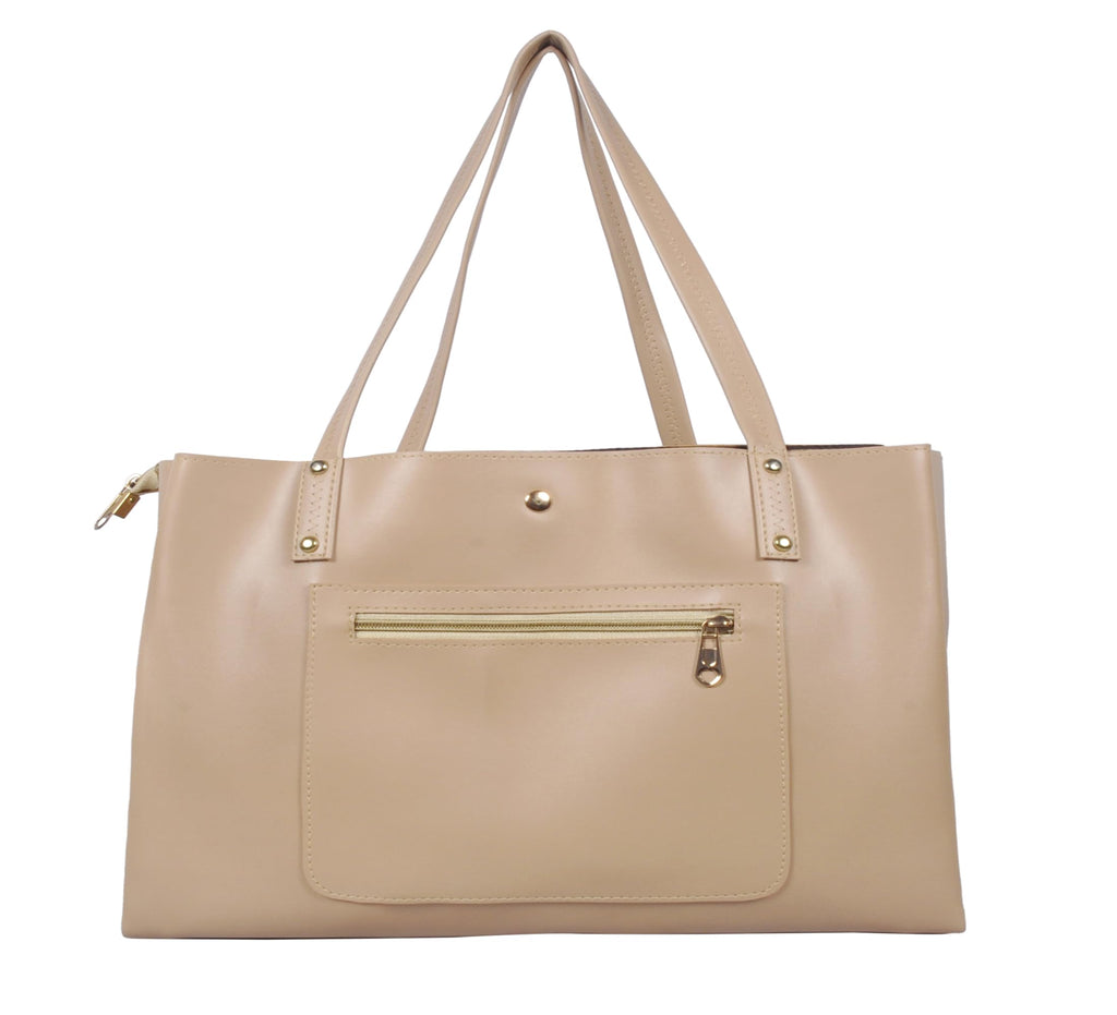 Zutiva tote bag for women office use – Large Capacity Laptop Purse for Work, Professional Shoulder Handbag for Women, Stylish PU-Leather Tote for Office, Travel & Daily Use (Beige)