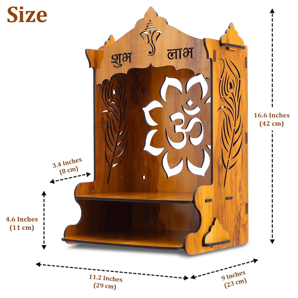 Sehaz Artworks OM Pushp Puja Mandir for Home Big Size|Pooja Mandir-42x23 CM