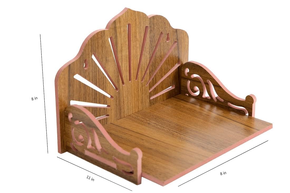 SAPRA Wooden Wall Hanging Temple for Home | Small Mandir for Pooja Room | Compact Pooja Stand for Wall | Decorative Home Mandir for Daily Worship–Space Saving Wooden Temple Design (Do-It-Yourself)