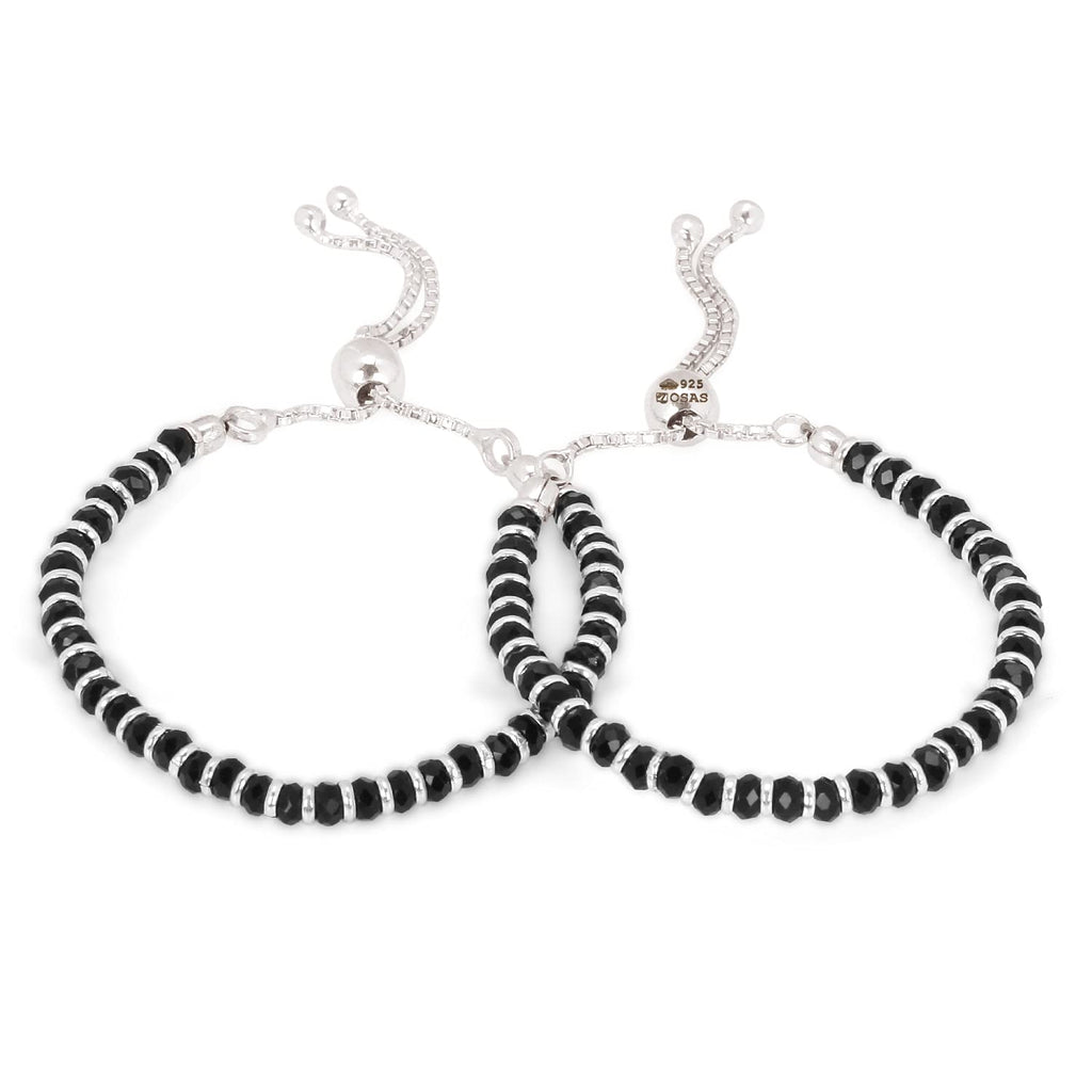Osasbazaar Sterling Silver Nazariya Kadli Bracelet Adjustable for Boys, Girls, Children, Baby (Black) - 90%-92.5% Purity Cerified