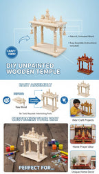 Handcrafted Wooden Temple Mandir for Home – Traditional Pooja Chowki with Bells, Wooden Mandap Stand for Idols, Home Décor & पूजा Setup