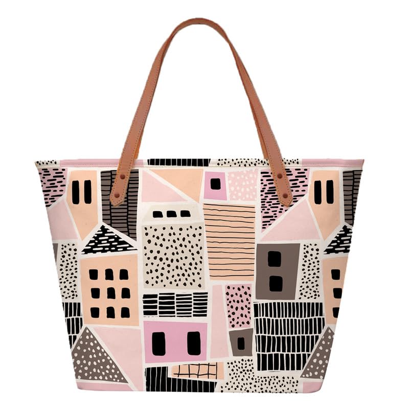 The Purple Tree Oversized Tote Bag for Women, House & Travel Tote with Zip, College Bag, Large Capacity Handbag