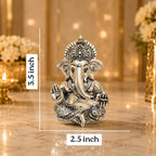 Gold Art India Lord Ganesha 999 Silver Plated Idol | Antique Matte Finish | Premium Velvet Gift Box | Ganesh Murti for Car Dashboard, Home Temple, Office Desk | Luxury Spiritual Gift for Housewarming