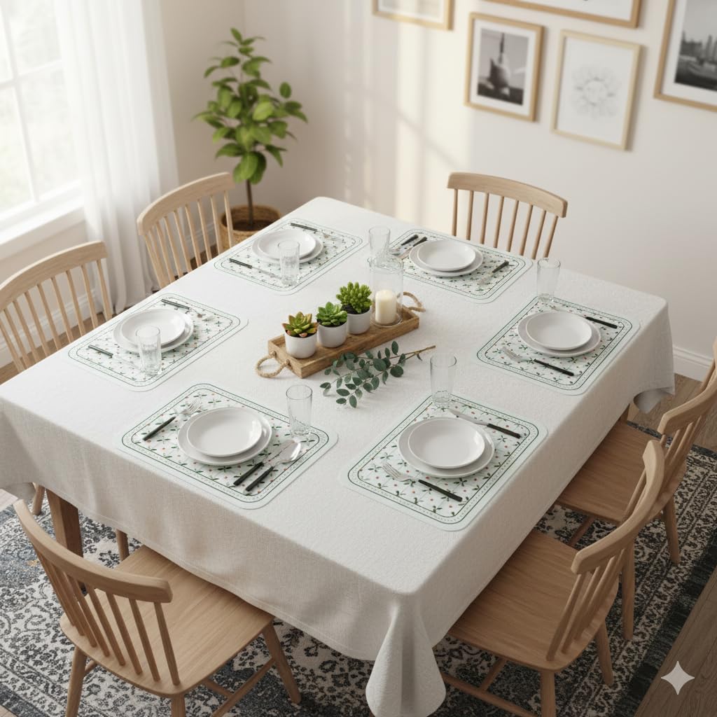 TheTableTales Placemats Pack of 6, Premium Waterproof Heat Resistant Dining Table Mats | Washable PU Leather Mats for Dinner | Non Slip Pad for Home Kitchen Restaurant (45 x 30 cm, Moss Green) Kafalo