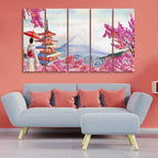 VIBECRAFTS Women in Kimono Canvas Wall Painting Set of Five Pieces For Home|Office|Living Room|Gift (PTVC5Pcs4_8665)