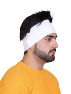 Gajraj Wide, Moisture Wicking and Non-Slip Exercise Workout Cotton Headband for Men and Women (White)