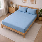 THE HOME STYLE Solid Cotton Feel Pillow Covers (18 x 28 inches, Set of 2 Pcs) | 300 TC | Super Soft & Smooth (Denim)