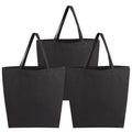 Segarty Black Canvas Tote Bag, 3 Packs 16x15 inch Canvas Bags with Zipper, 12Oz Heavy Duty Reusable Washable Grocery Shopping Bag with Handle, Blank Cotton Bags for Kids DIY Crafts Painting Bulk