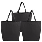Segarty Black Canvas Tote Bag, 3 Packs 16x15 inch Canvas Bags with Zipper, 12Oz Heavy Duty Reusable Washable Grocery Shopping Bag with Handle, Blank Cotton Bags for Kids DIY Crafts Painting Bulk