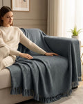 HAKAM Cotton Waffle Slub Throw 125 x 150 cm - Soft & Cozy Sofa and Couch - Lightweight, Breathable & Cozy for Sofa or Bed - Pack of 1(Night Black) Kafalo