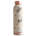 INDIAN ART VILLA Copper Bottle 900 ML with Gold Flower Print Design, Ayurveda Health Benefits, Copper Drinkware for Home, Office & Travel