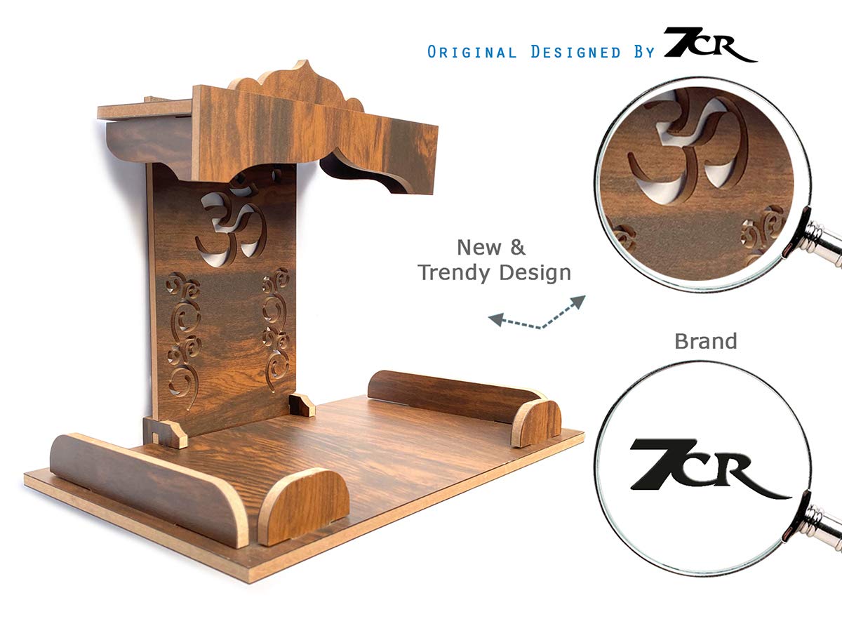 7CR Wood Art and Craft Temple (Brown_25.5 x 30.5 x 19 cm)