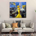 VIBECRAFTS 3 Pieces Beautiful Women With Car Canvas Wall Painting Fitted With Wooden Frame For Home | Office | Living Room | Gifts (PTVC3Pcs1_9502)