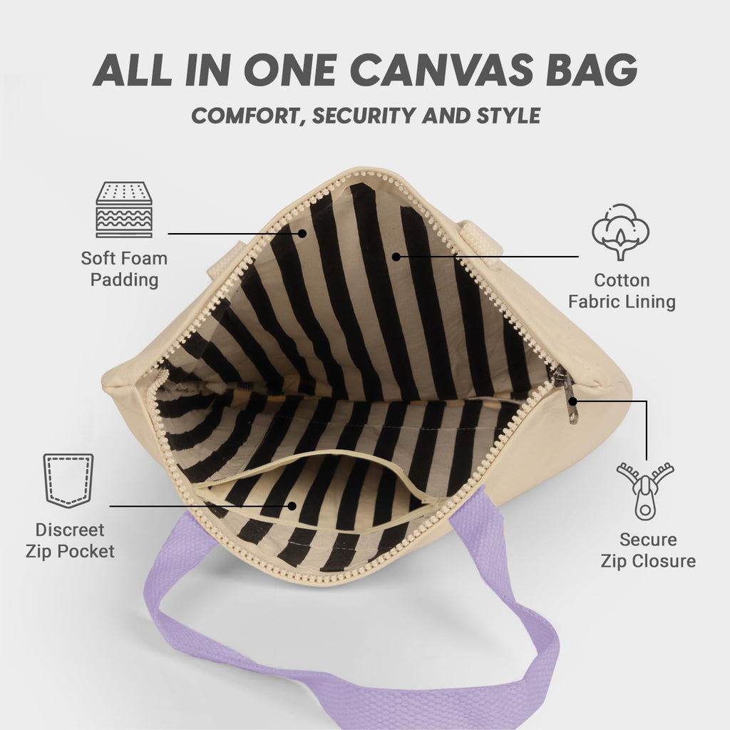Kind Strings Canvas Flower Tote Bag for Women - Eco-Friendly Cotton Bag - Reusable & Washable - Multipurpose bag