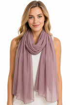 YOUR SMILE for Women Lightweight Breathable Solid Color Soft Chiffon Long Fashion Scarves Sunscreen Shawls (Taro)