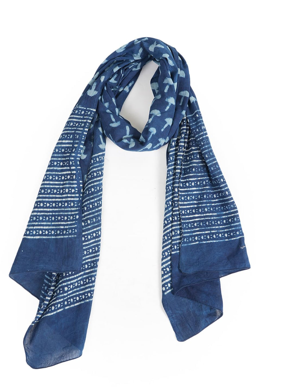 RAI SAHAB Women's Cotton Hand Block Printed Casual Stoles/Scarf(ST-73BLUE10)