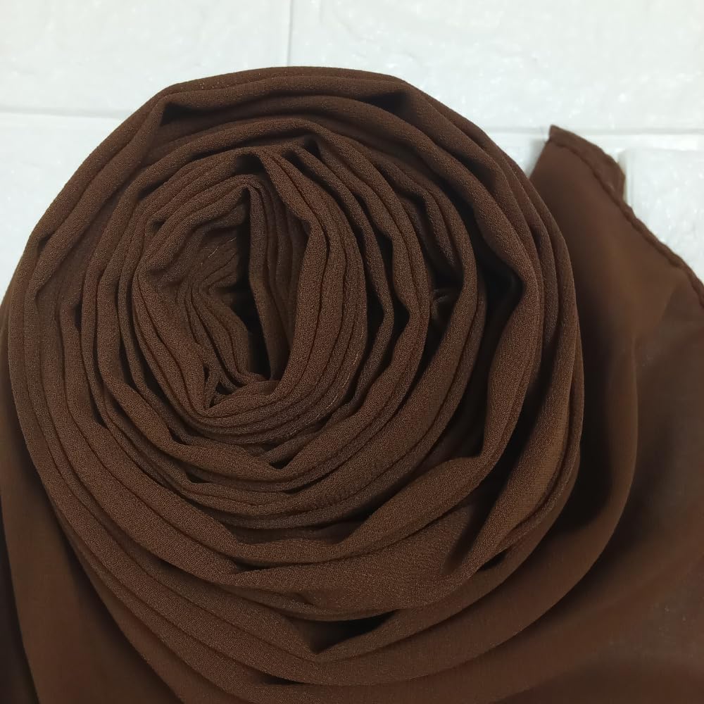 Trending Plain Chiffon Georgette Fancy Hijab/Scarves/Shawl/Stoles/Duppatta Combo of 3 Muslim Women Malaysian Soft College Girls Abaya Scarf Collection (Musturd, Biscuit, Brown)