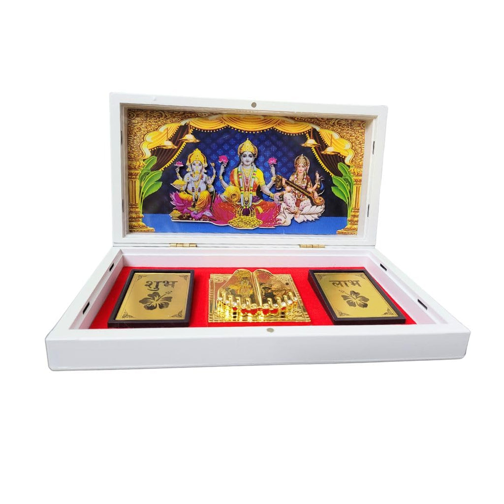 Enchanting Krystals Soulwise Festive Diwali Gift | Laxmi Ganesh Saraswati Portable Temple for Prosperity, Wisdom & Luck Diwali Housewarming Gift for Blessings & Success.