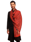 Pashmoda Men Chandni Kaani Stole, Authentic Kashmiri Luxury Pashmina Style Shawl, Stole, Small Size Gents Lohi, (Size 28x80 Inches,Maroon Color) MAVST07