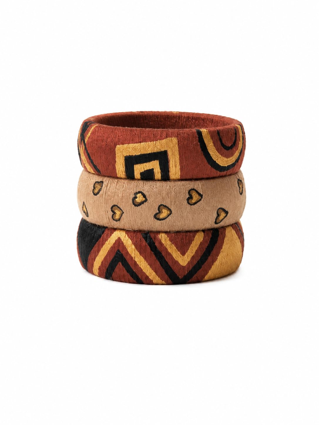4S craft Handmade Cotton Thread Bangles Set for Women | Wooden style Brown,, beige & Gold Designer Bangles | Western And Traditional Festival Wear Bangle Set | Lightweight Comfortable Ethnic Fashion Jewelry (2.2, Brown & Beige)
