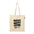 VVWV Mama Needs Coffee Funny Printed Reusable Tote Bags | 100% Organic Cotton Shopping/Grocery Bag | Multi-Purpose Bag | Sturdy Canvas Bag with 15kgs Capacity (13 x 15.7 Inch)