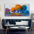 VIBECRAFTS Canvas Paintings for Living Room Drawing Room Canvas Wall Painting of Beautiful Colorful Trees for Home|Office|Gift(PTVCH_2397)(48 x 24 Inches)