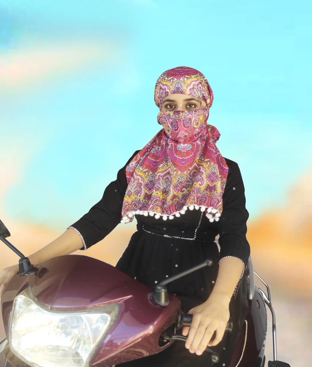 Switchon Cotton Innovative scarf Hijab with adjustable closer hook and loop tape (Multi1) for 12 years and above