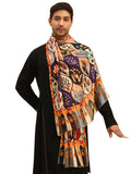 Pashmoda Men Floral Sonata Royal Fine Soft Bamboo Fibre Stole, Multicoloured Design, Evening Wrap, Luxury Pashmina Style Scarf, Wrap, Sustainable and Natural Fabric (Size 28x80, Olive colour) MISST32
