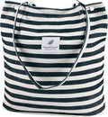 BROGBUS Casual Design Shoulder Handheld Tote Handbag for Women, Girls Canvas Jhola Bag for College Office Use (Black White Strip)