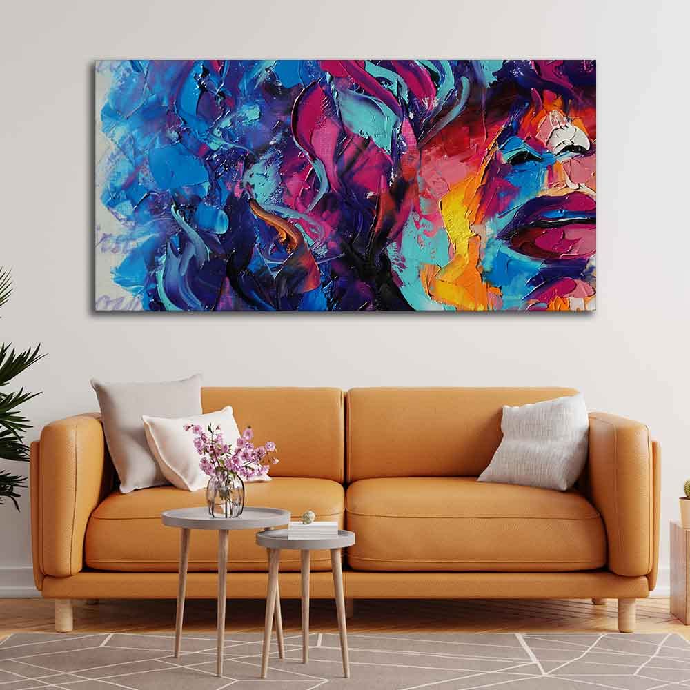VIBECRAFTS Canvas Paintings for Living Room Drawing Room Girl Abstract Art Canvas Wall Painting Fitted With Wooden Frame For Home | Office | Living Room | Gifts (PTVCH_2506N)