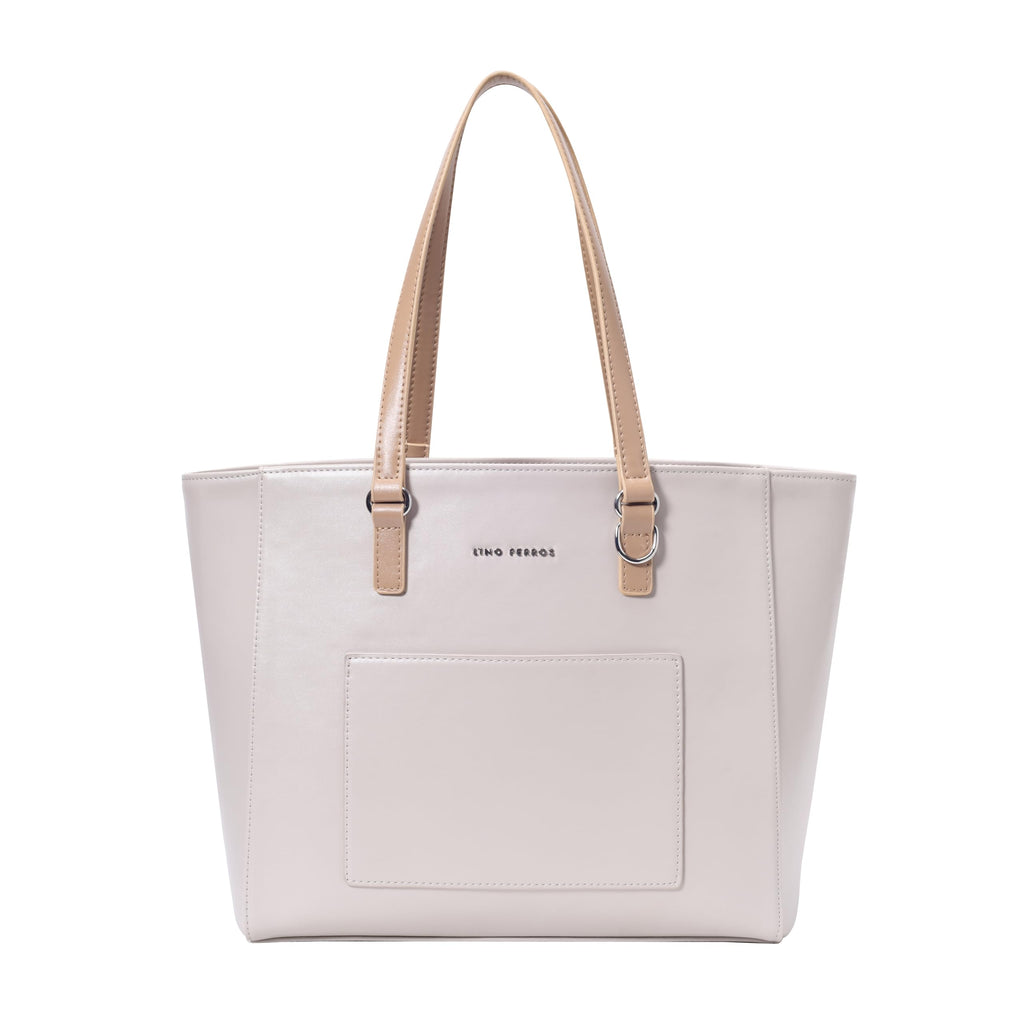 Lino Perros Women's Color-Blocked Commuter Tote Bag, Beige