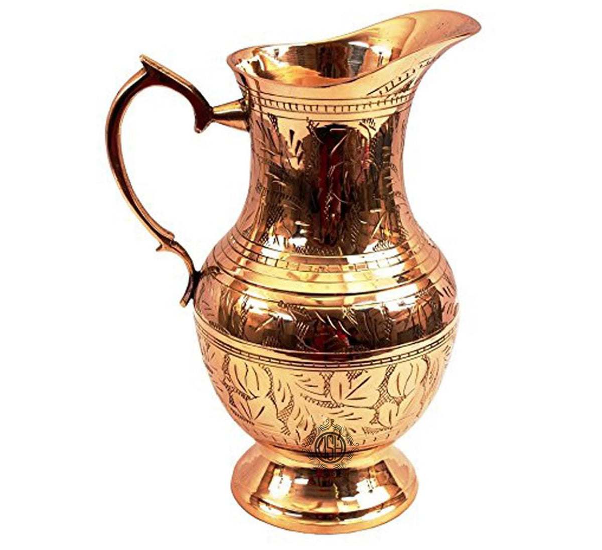 Dsh Crafting Your Curiosity Brass Jug/Pitcher Designer Embossed Mughal Style for Serving Drinking Water, Home Decor Drinkware & Tableware Gold 1060 Ml