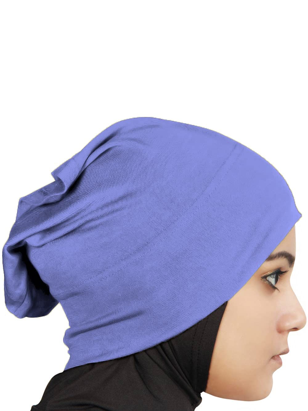 MyBatua Women's 2-Piece Al-Amira Hijab with Under Scarf/Cap/Bonnet in Soft Viscose Jersey, Ready to Wear HJ-129 (Light Indigo)