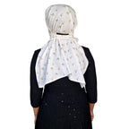 Switchon Pure Cotton Innovative scarf Hijab for Women with closer 3 inch Hook and Loop Tape for size adjustment for 12 yrs and above (White_Multi)