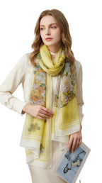 CrossKulture Scarf Stole for Women - 185 x 135 cm Chiffon Scarf with Floral Print | Lightweight Soft Stole for Girls | Satin Feel Neck Wrap | Women Accessory (Colour33)