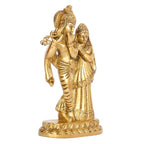 SVARUP Brass Radha Krishna Idol Statue Playing Flute for Puja Mandir Radha Krishan Murti Gift & Home Decor 6 Inches