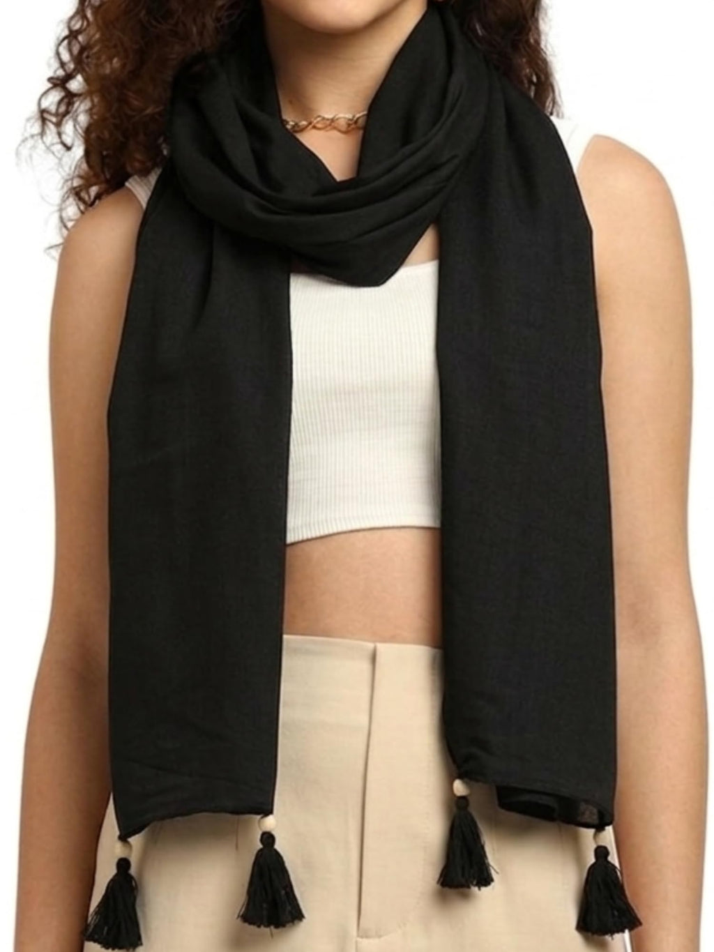 KE KANHA EXPORTS Cotton Scarf|Scarf for Women|Cotton Stole|Soft Beach Wrap|Tassel Design|Easily fits 180 * 50cm