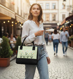 ECOCARRY Cotton Tote Bag For Woman Stylish | Embroidered Canvas Hand Bag With Floral Design | Latest Casual Shoulder Bag Zipper For College Girls, Office, Daily Use, Travel, Beach, Shopping (Green)