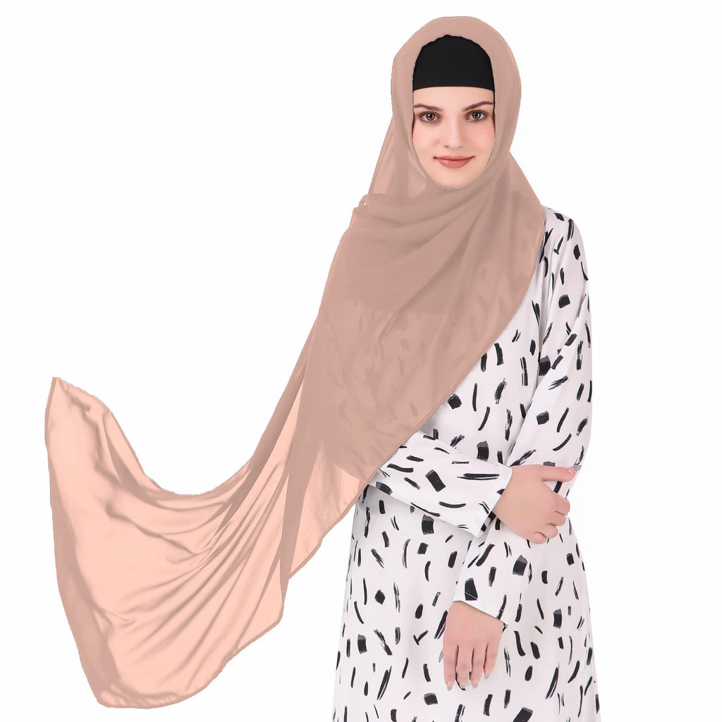 MyBatua Long Hijab in Breathable Soft Georgette large Head Wrap, Wholesale Price, 1pc Scarf HJ-020 (50x180 cm, Pale Salmon)