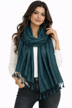 ZEN APPAREL Soft Viscose Fabric Jacquard Scarf, Stole, Shawl (Bottle Green)