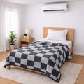 Bhoomi Impex Single Bed Dohar Modern Grey Check | Lightweight Summer Quilt | Soft Microfiber AC Blanket | Breathable All Season Comforter | Skin Friendly Bed Cover Kafalo