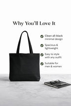 STYLLURE Printed Tote Bag for Women, Black Canvas Shoulder Bag, Lightweight and Spacious, Reusable Handbag for College, Office & Daily Use 40x30 cm. (Stylish Women)