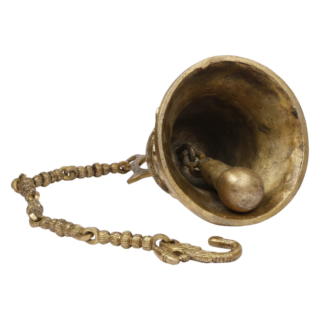 Artvarko Deep Sound Big Astalaxmi Engraved Hanging Brass Temple Bell/Ghanta for Pooja Room, Mandir Or Home Decor 5.5 Kg