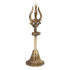 ARTVARKO Lord Shiva Brass Trishul with Damru on Stand for Pooja Room 8 Inches