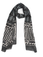 RAI SAHAB Printed Cotton Scarf for Women, Lightweight Soft Scarves Stoles for Summer & Winter(ST-96BLK10)
