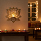 ALCU Wall Hanging Lotus Candle Stand – Elegant Metal Lotus Design for Tealight & Votive Candles | Stunning Home Décor Accent for Living Rooms, Bedrooms, and Meditation Spaces