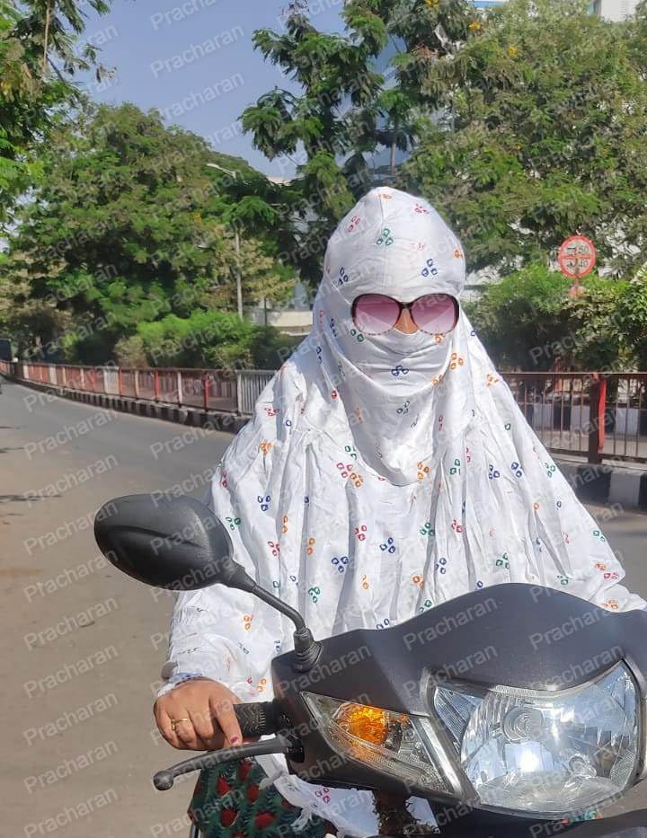 PRACHARAN Cotton Innovative Stylish Printed Pattern Scarf Cum Driving,With Sun Protection Cover Face Cotton Driving Scarf for Women's and Girls (3 Dot)